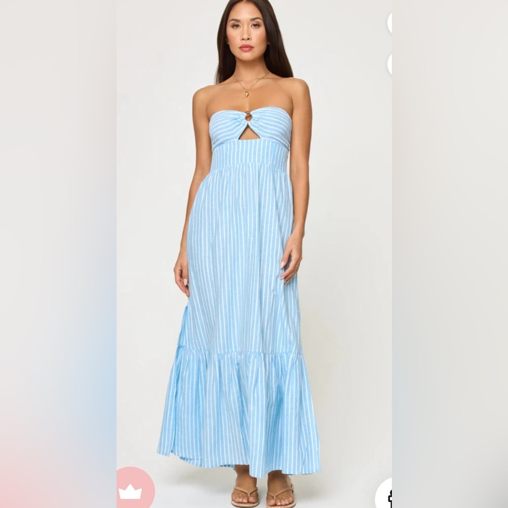 L*Space Blue Strapless Maxi Dress